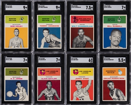 1961-62 Fleer Basketball High Grade Complete Set (66) Featuring SGC-Graded Examples Including Chamberlain, Cousy, Baylor & More!